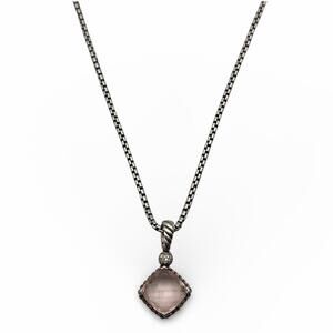 David Yurman Sterling Silver Pink Quartz Pendant Necklace